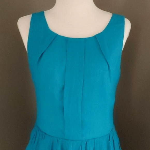 Turquoise Blue Fully Lined Dress with Layered Skirt Sz 9 - Picture 2 of 9